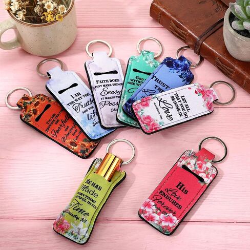 72Pack Bible Verse Lipstick Holder Keychain, Floral Christian Keychain Bulk, Lip Balm Lip Gloss Holder Key Chain with Metal Rings, Religious Church Party Favors Inspirational Gifts for Women in Saudi Arabia