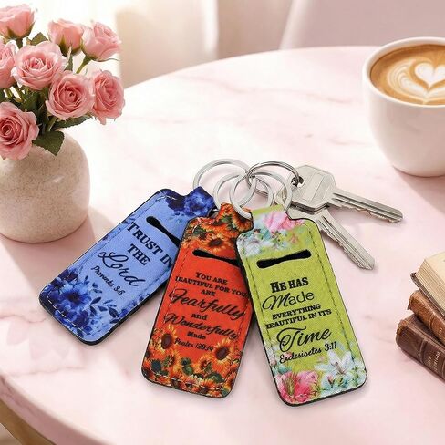 72Pack Bible Verse Lipstick Holder Keychain, Floral Christian Keychain Bulk, Lip Balm Lip Gloss Holder Key Chain with Metal Rings, Religious Church Party Favors Inspirational Gifts for Women in Saudi Arabia