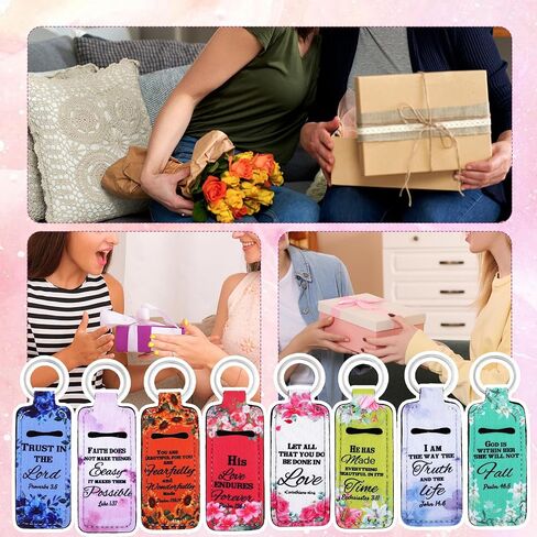 72Pack Bible Verse Lipstick Holder Keychain, Floral Christian Keychain Bulk, Lip Balm Lip Gloss Holder Key Chain with Metal Rings, Religious Church Party Favors Inspirational Gifts for Women in Saudi Arabia