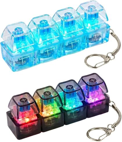 2 PCS Clicky Keyboard Fidget with LED Lights, Relief Stress Clicky 4 Key Board Keychain for Adults in Saudi Arabia