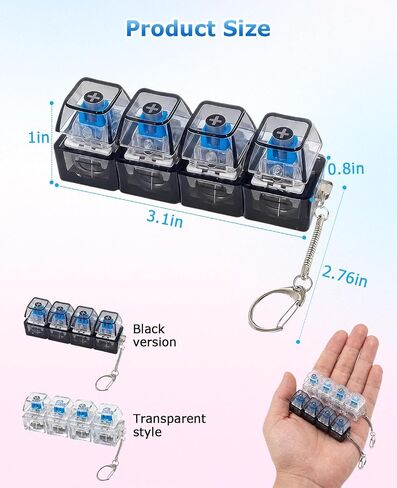 2 PCS Clicky Keyboard Fidget with LED Lights, Relief Stress Clicky 4 Key Board Keychain for Adults in Saudi Arabia