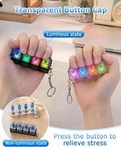 2 PCS Clicky Keyboard Fidget with LED Lights, Relief Stress Clicky 4 Key Board Keychain for Adults in Saudi Arabia