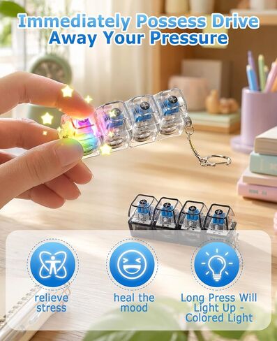2 PCS Clicky Keyboard Fidget with LED Lights, Relief Stress Clicky 4 Key Board Keychain for Adults in Saudi Arabia