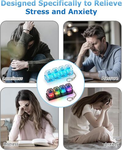 2 PCS Clicky Keyboard Fidget with LED Lights, Relief Stress Clicky 4 Key Board Keychain for Adults in Saudi Arabia