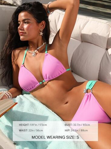CUPSHE Women's Bikini Sets Two Piece Swimsuit Sexy Low Rise Bathing Suit Crossback Tie Cheeky Bottom Textured in Saudi Arabia