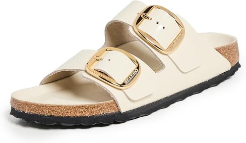 صنادل Arizona Big Buckle High Shine للسيدات من Birkenstock، إكرو، 7-7.5 ضيق أمريكي in Kuwait