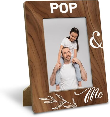 Grandpa Gifts, POP & Me Photo Frame Gift for POP Grandpa, Holds 4 x 6 Inch Photo, Wood Photo Frame Gifts for Father's Day Birthday Christmas, Display on Tabletop, Desk in Saudi Arabia