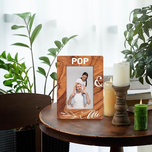 هدايا الجد، هدية إطار صور POP & Me لجد POP، تحمل صورة مقاس 4 × 6 بوصة، هدايا إطار صور خشبي لعيد الأب وعيد الميلاد المجيد، عرض على سطح الطاولة، المكتب in Kuwait