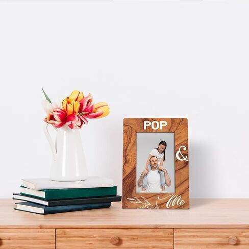 هدايا الجد، هدية إطار صور POP & Me لجد POP، تحمل صورة مقاس 4 × 6 بوصة، هدايا إطار صور خشبي لعيد الأب وعيد الميلاد المجيد، عرض على سطح الطاولة، المكتب in Kuwait