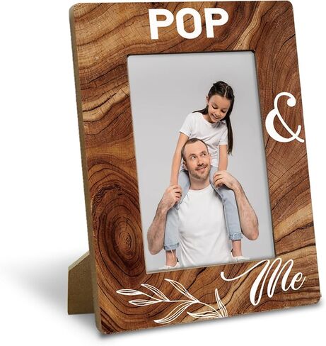 هدايا الجد، هدية إطار صور POP & Me لجد POP، تحمل صورة مقاس 4 × 6 بوصة، هدايا إطار صور خشبي لعيد الأب وعيد الميلاد المجيد، عرض على سطح الطاولة، المكتب in Kuwait