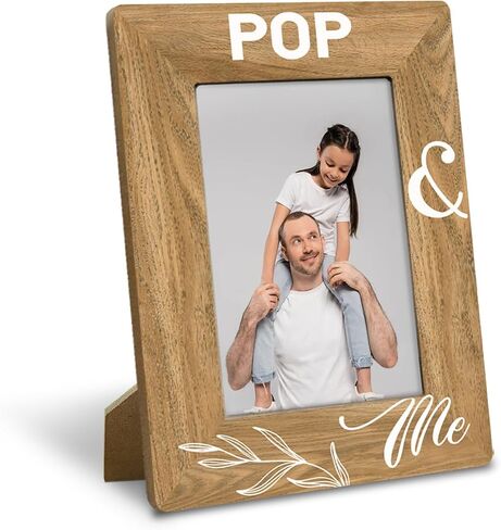 هدايا الجد، هدية إطار صور POP & Me لجد POP، تحمل صورة مقاس 4 × 6 بوصة، هدايا إطار صور خشبي لعيد الأب وعيد الميلاد المجيد، عرض على سطح الطاولة، المكتب in Kuwait
