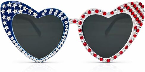 Rhinestone 4th of July Sunglasses, Red White and Blue Patriotic glasses, Independence Day Party Accessories in Saudi Arabia