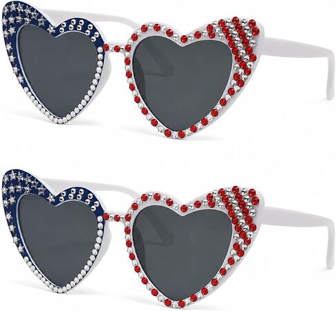 Rhinestone 4th of July Sunglasses, Red White and Blue Patriotic glasses, Independence Day Party Accessories in Saudi Arabia