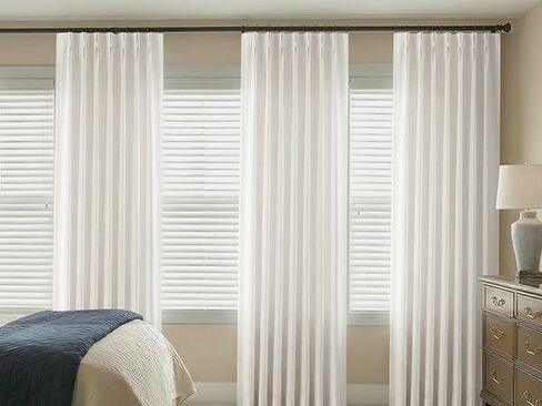 Pinch Pleated Linen Light Filtering Curtains 84 Inch Length, 2 Panels Textured Boho Neutral Drapes for Living Room Bedroom Back Tab Window Curtains with Hooks, White in Saudi Arabia