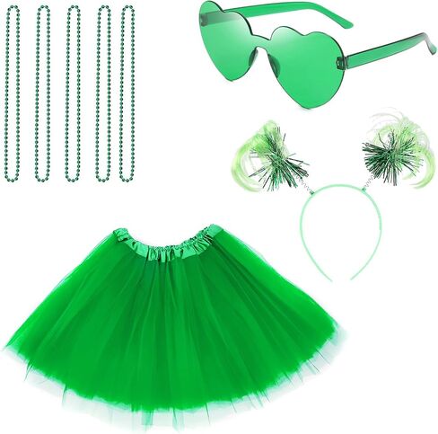 80s Tutu Costume Set for Women, Tulle Skirts Ponytail Headband Heart Sunglasses Necklaces Halloween in Saudi Arabia