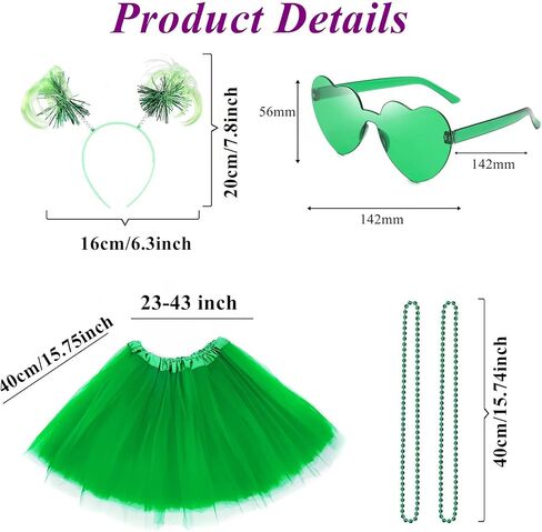 80s Tutu Costume Set for Women, Tulle Skirts Ponytail Headband Heart Sunglasses Necklaces Halloween in Saudi Arabia