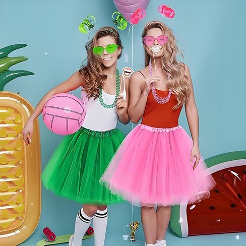 80s Tutu Costume Set for Women, Tulle Skirts Ponytail Headband Heart Sunglasses Necklaces Halloween in Saudi Arabia