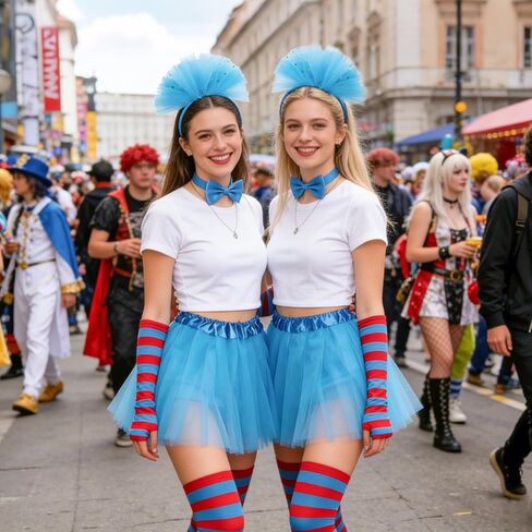 10 Pcs World Book Day Thing Costume Accessories, 2 Sets Blue Furry Headbands Tutu Bowtie Gloves and Tights for Reading Week Role-Playing Themed Parties in Saudi Arabia