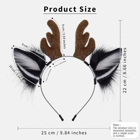 SMILETERNITY Faux Fur Tail Ears Headband and Red Nose Costume Accessory Set in Saudi Arabia