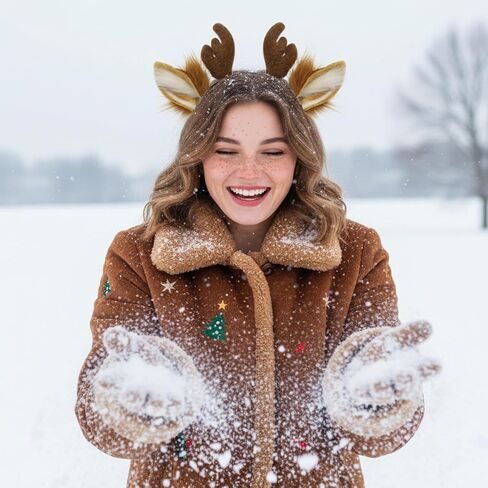 SMILETERNITY Faux Fur Tail Ears Headband and Red Nose Costume Accessory Set in Saudi Arabia