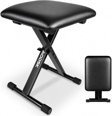 AODSK Keyboard Bench X-Style Cushion Padded,Piano Bench Adjustable Collapsible Stool Chair Seat,Flame Retardant Cotton,Non-Skid Design in Saudi Arabia