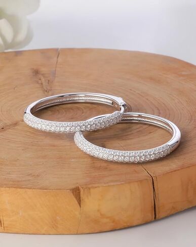 RINEY&KY 30MM Moissanite Earrings Moissanite Hoop Earrings for Women 18K White Gold Plated Lab Created Diamond Hoops Round Iced Out 3Rows Thin Lightweight Large Sliver S925 Hoops 1.46CT VVS1 D Certified in Saudi Arabia