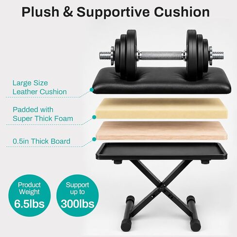 AODSK Keyboard Bench X-Style Cushion Padded,Piano Bench Adjustable Collapsible Stool Chair Seat,Flame Retardant Cotton,Non-Skid Design in Saudi Arabia