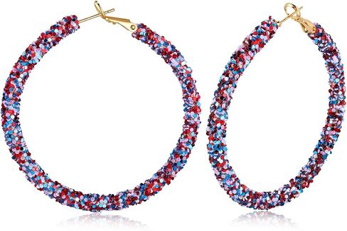4th of July Earrings for Women - Patriotic Red White and Blue Hoop Jewelry, Fourth of July Outfits Accessories Gifts in Saudi Arabia