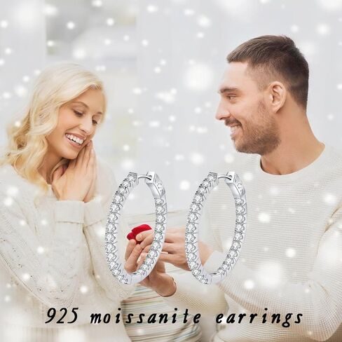 Moissanite Hoop Earrings,2.88ct D Color Brilliant Round Cut Lock Hoop Earrings S925 Sterling Silver Huggie Earring for Women Men in Saudi Arabia