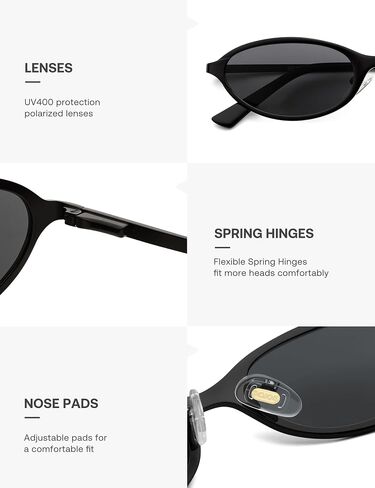 SOJOS Small Trendy Oval Cat Eye Polarized Sunglasses for Women, Chic Y2k Retro 80s 90s Slim Narrow Petite Sunnies SJ1287N in Kuwait