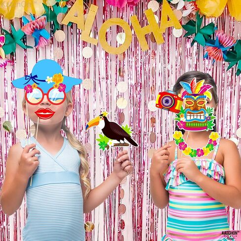 KatchOn، دعامات كشك الصور الاستوائية في هاواي - عبوة من 50 قطعة | ديكورات حفلات لوا | دعائم Luau Photo Booth لديكورات حفلات هاواي | لوا صور الدعائم، هاواي لوا عيد الميلاد صور Propa in Kuwait