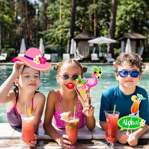 KatchOn، دعامات كشك الصور الاستوائية في هاواي - عبوة من 50 قطعة | ديكورات حفلات لوا | دعائم Luau Photo Booth لديكورات حفلات هاواي | لوا صور الدعائم، هاواي لوا عيد الميلاد صور Propa in Kuwait