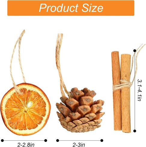 31 Pcs Christmas Ornaments Set, Natural Dried Orange Slices, Cinnamon Sticks and Pinecones, Pre-Tied Jute for Xmas Tree Hanging Decor, Rustic Holiday DIY Crafts in Saudi Arabia