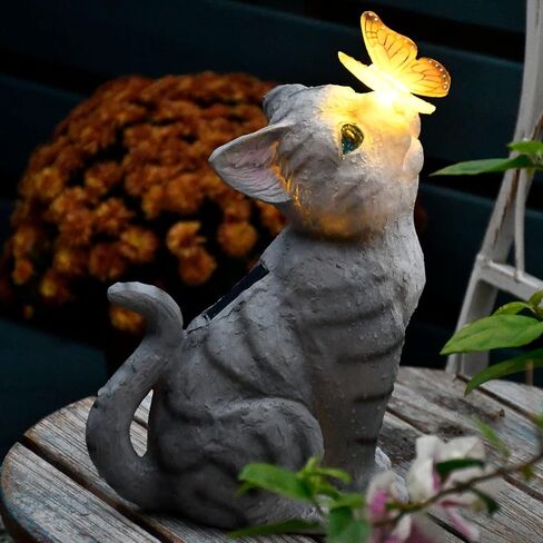 Cat Garden Figurines Outdoor Decor Solar Statue with LED Lights for Patio Lawn Yard Art Decoration Housewarming Garden Gift in Saudi Arabia