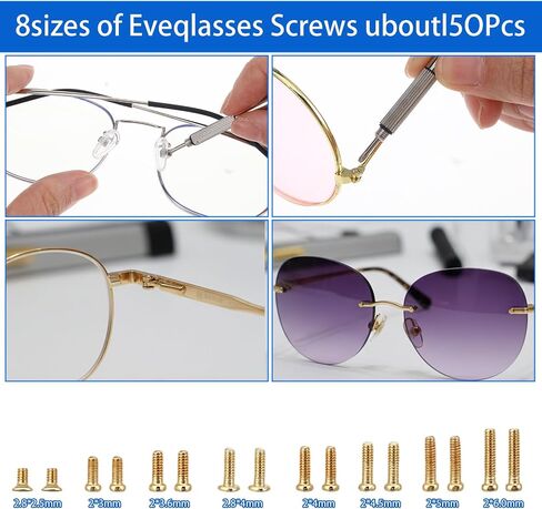 Eyeglass Repair Tool Kit with Screws, Eye Glass Repair Kit with Gold Eyeglass Screws, Nose Pads, Small Screwdriver, Tweezers, Glasses Fixing Kits for Glasses Sunglasses Watch Clock Repairs in Saudi Arabia