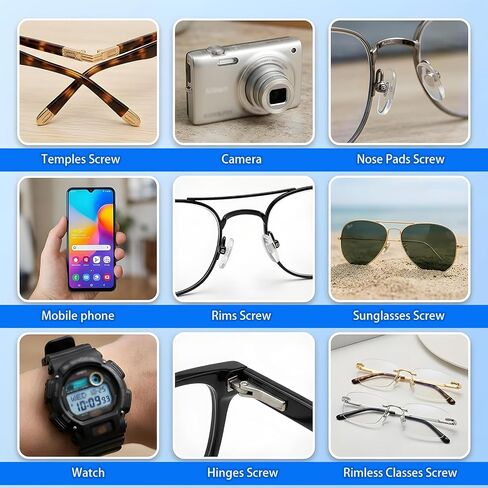 Eyeglass Repair Tool Kit with Screws, Eye Glass Repair Kit with Gold Eyeglass Screws, Nose Pads, Small Screwdriver, Tweezers, Glasses Fixing Kits for Glasses Sunglasses Watch Clock Repairs in Saudi Arabia