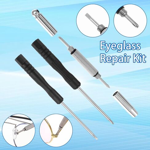 Eyeglass Repair Tool Kit with Screws, Eye Glass Repair Kit with Gold Eyeglass Screws, Nose Pads, Small Screwdriver, Tweezers, Glasses Fixing Kits for Glasses Sunglasses Watch Clock Repairs in Saudi Arabia