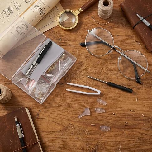 Eyeglass Repair Tool Kit with Screws, Eye Glass Repair Kit with Gold Eyeglass Screws, Nose Pads, Small Screwdriver, Tweezers, Glasses Fixing Kits for Glasses Sunglasses Watch Clock Repairs in Saudi Arabia