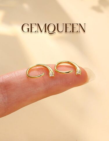 GEMQUEEN Hypoallergenic 925 Sterling Silver Earrings Dainty Threader Earrings Open Huggie Hoop Earrings for Women Adjustable Comfortable Cubic Zircon Spiral Backless Earring Birthday Present in Saudi Arabia