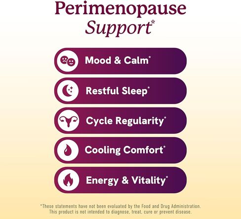 Perimenopause Support for Women Supplement | Hormone Balance, Mood, Sleep, Cycle Regularity & Cooling Support | Black Cohosh, Vitex, Saffron | Peri Menopause Supplements for Women | Non-GMO | 60 Ct in Kuwait