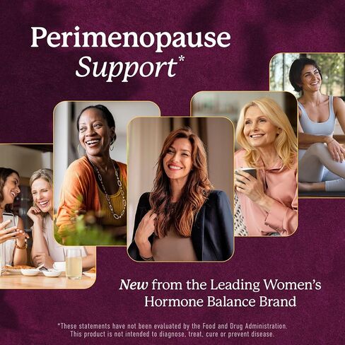 Perimenopause Support for Women Supplement | Hormone Balance, Mood, Sleep, Cycle Regularity & Cooling Support | Black Cohosh, Vitex, Saffron | Peri Menopause Supplements for Women | Non-GMO | 60 Ct in Kuwait