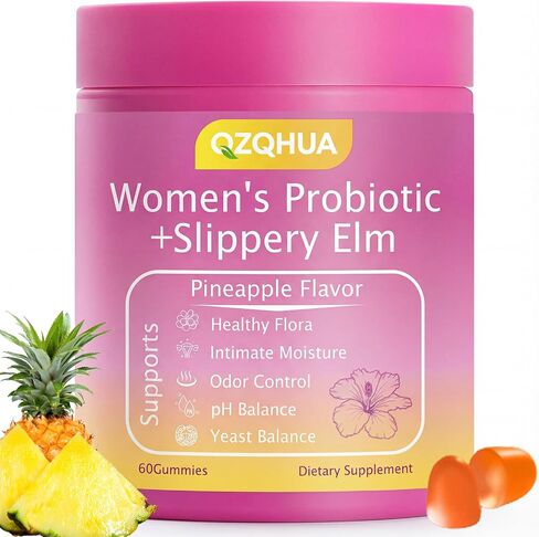Women's Probiotics Gummies with Slippery Elm – Vaginal Health, Gut Health & pH Balance Support, Pineapple Flavor – Gluten Free, Vegan (30 Servings)（Q2） in Kuwait