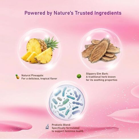Women's Probiotics Gummies with Slippery Elm – Vaginal Health, Gut Health & pH Balance Support, Pineapple Flavor – Gluten Free, Vegan (30 Servings)（Q2） in Kuwait
