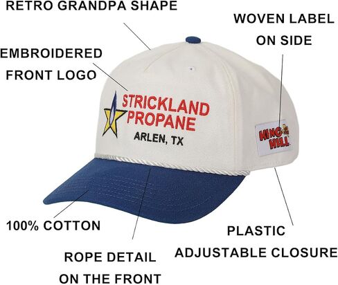 King of The Hill Strickland Propane White & Blue Retro Grandpa Snapback Hat in Kuwait