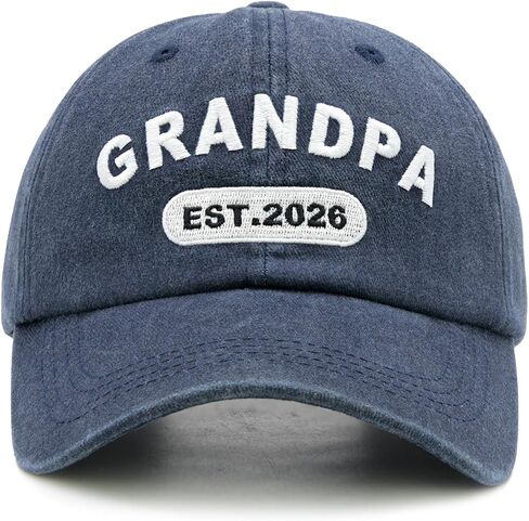 New Grandpa Est 2026 Baseball Cap, First Time Promoted to Grandfather Gift for Men, Adjustable Washed Cotton Grandpa Hat in Kuwait