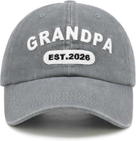 New Grandpa Est 2026 Baseball Cap, First Time Promoted to Grandfather Gift for Men, Adjustable Washed Cotton Grandpa Hat in Kuwait