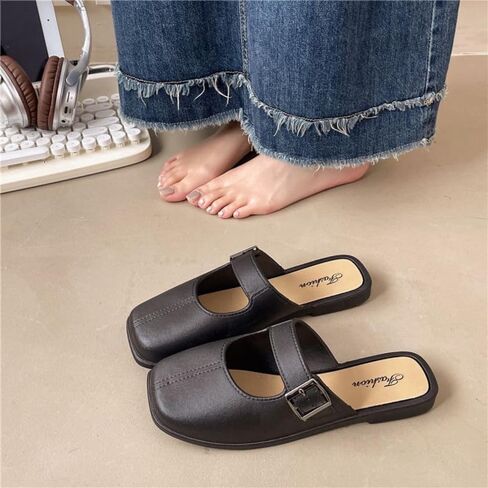 Womens Casual Closed Toe Flat Sandals Retro Style Slide Shoes for Summer Vacation Travel Wear in Kuwait