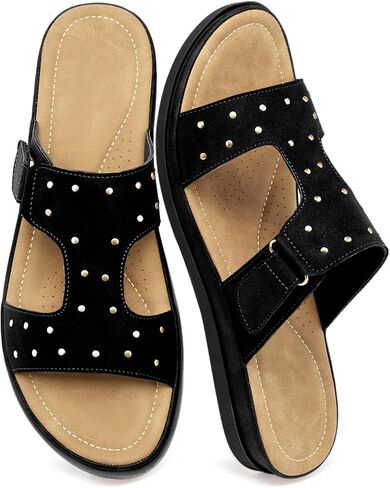 Womens Comfortable Slides Sandals:Softy Memory Foam & Breathable Insole for Casual Walking - Slip-On Design & Lightweight Non-Slip Outsole for Daily Outdoor Going in Saudi Arabia