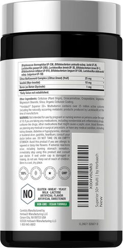 Horbäach Multivitamin for Men and Women Over 50 | 120 Caplets | Daily Supplement for Adults | with Coq10, Probiotics & Digestive Enzymes | Vegan, Non-GMO, Gluten Free Formula in Saudi Arabia