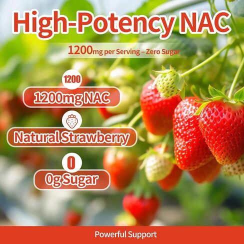 NAC Gummies 1200mg for Adults,Support Immune Support Liver & Lung Health,Sugar-Free, Strawberry Flavor, 60 Counts in Kuwait